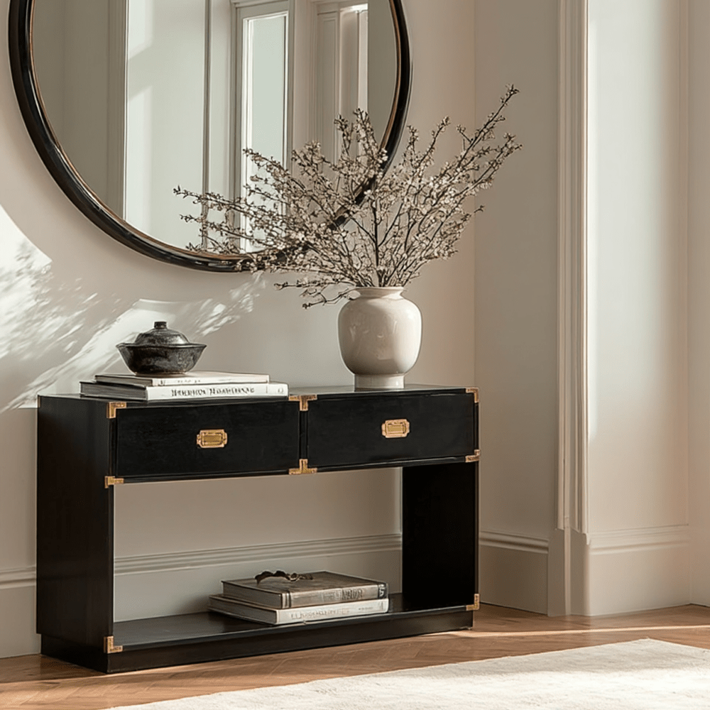 Skylar Premium & Gold 2 Drawer Console Table