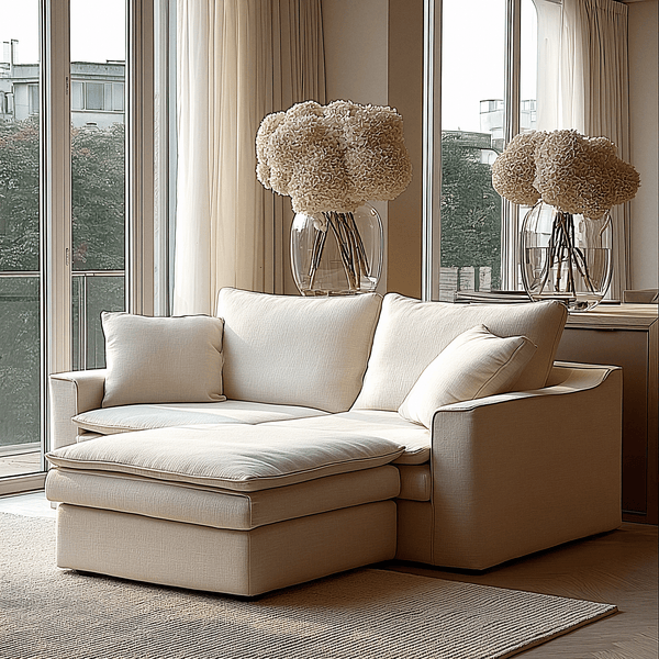 Snooze Sand Textured Squashy 3 Seater Sofa & Footstool Sofa 