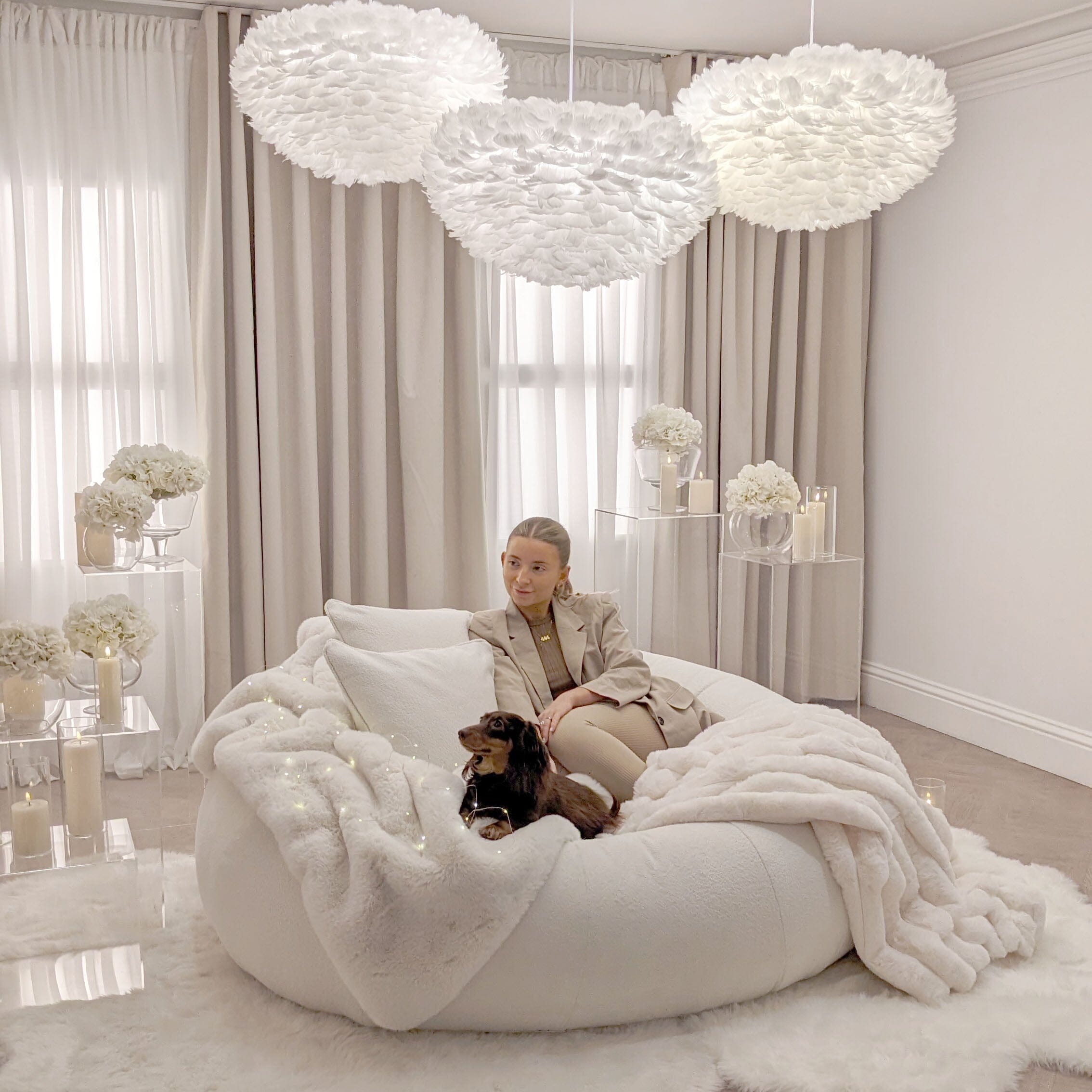 Snuggle Cream Boucle Round Nest Sofa MTO Sofa 