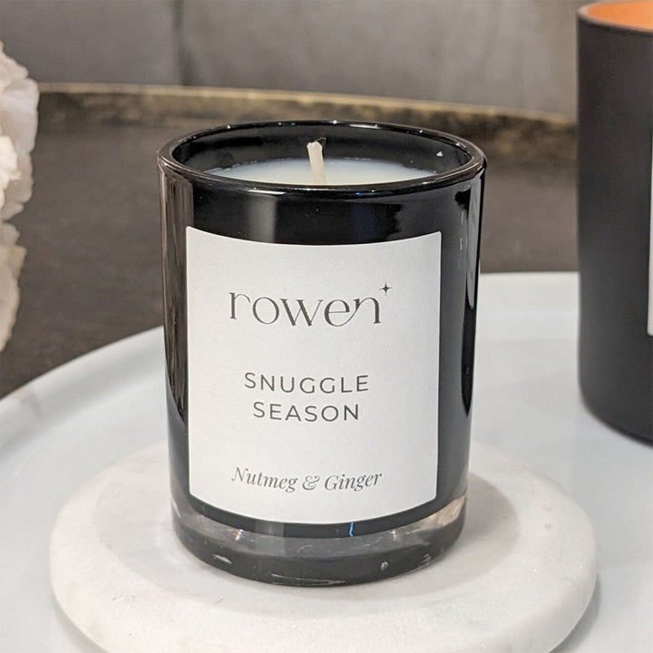 Snuggle Season Black Votive Candle - Nutmeg & Ginger Fragrance 