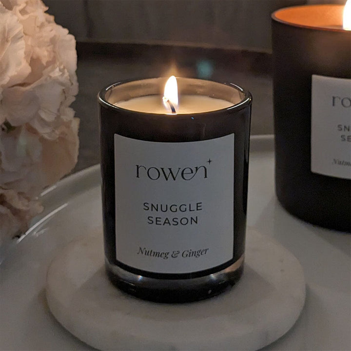 Snuggle Season Black Votive Candle - Nutmeg & Ginger Fragrance 