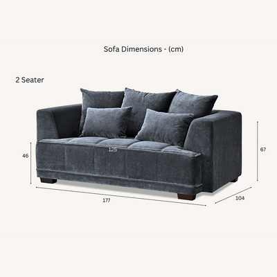 Sofia Steel Velvet Pillowback 2 Seater Sofa Sofa 