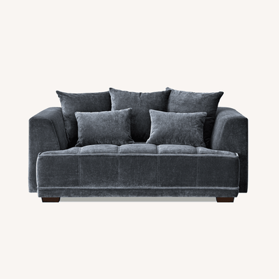Sofia Steel Velvet Pillowback 2 Seater Sofa Sofa 
