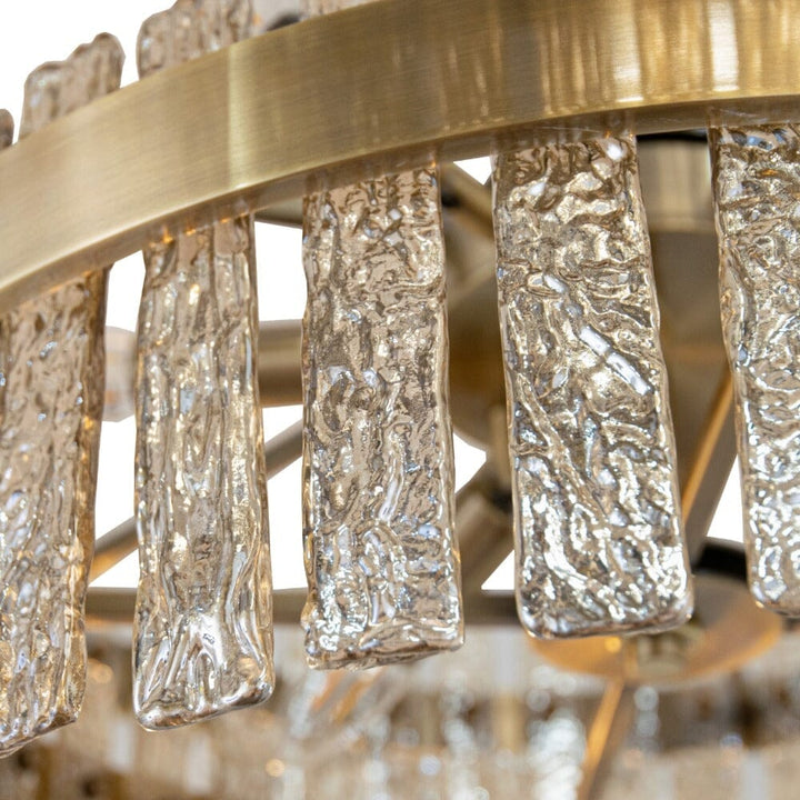Sofillia Luxury Brass & Textured Glass Tiered Chandelier Lighting 