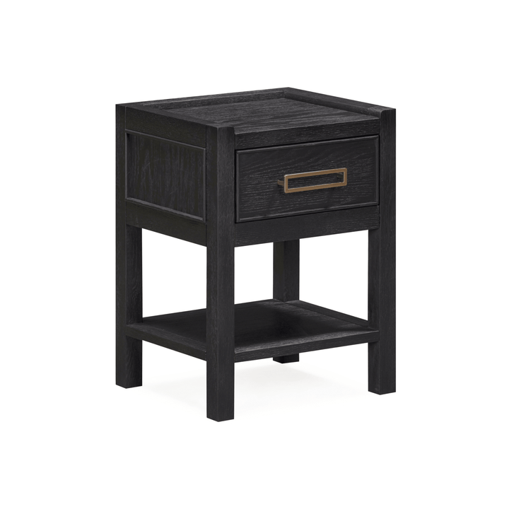 Soho Black Oak Veneer 1 Drawer Bedside Table Furniture 
