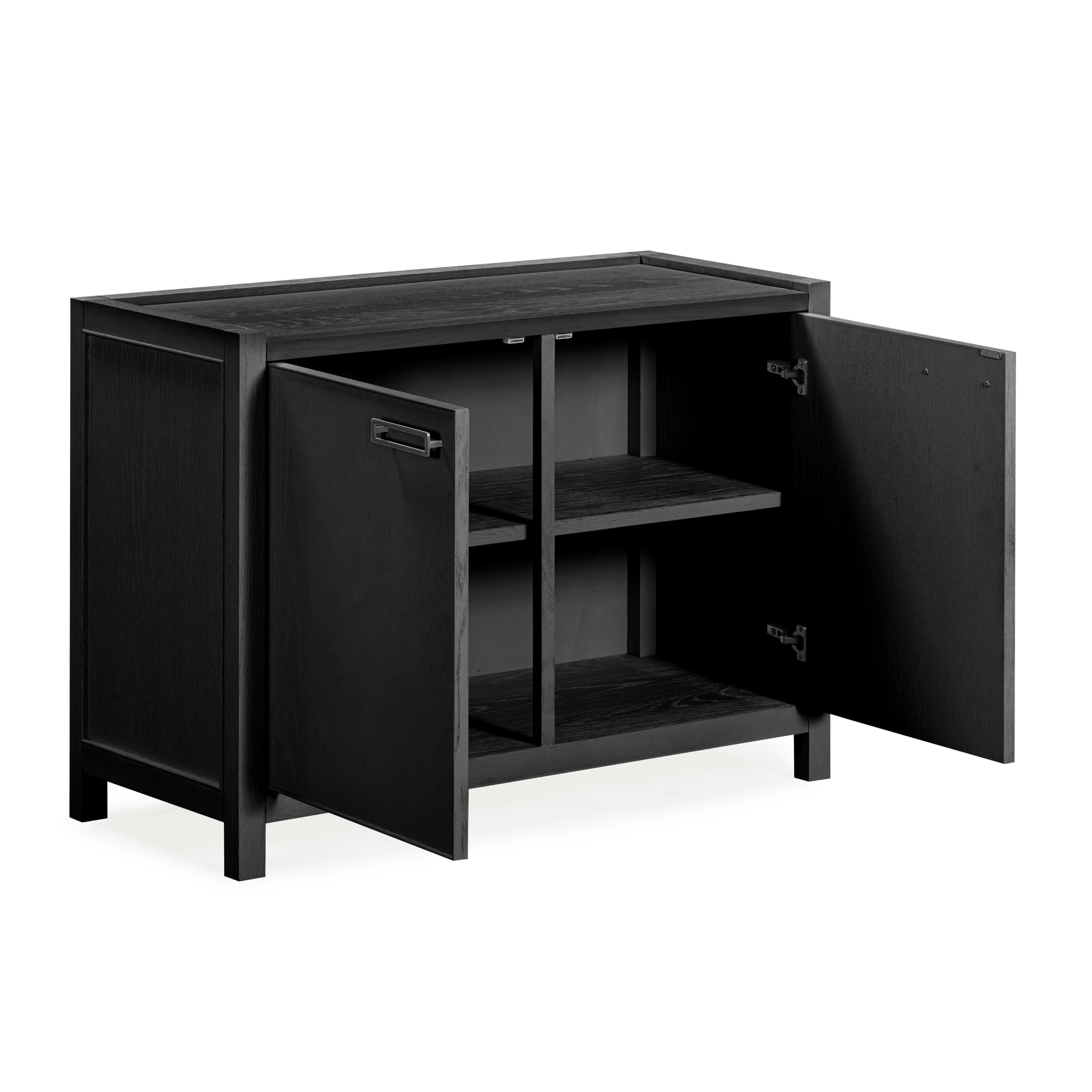 Soho Black Oak Veneer 2 Door Sideboard Furniture 