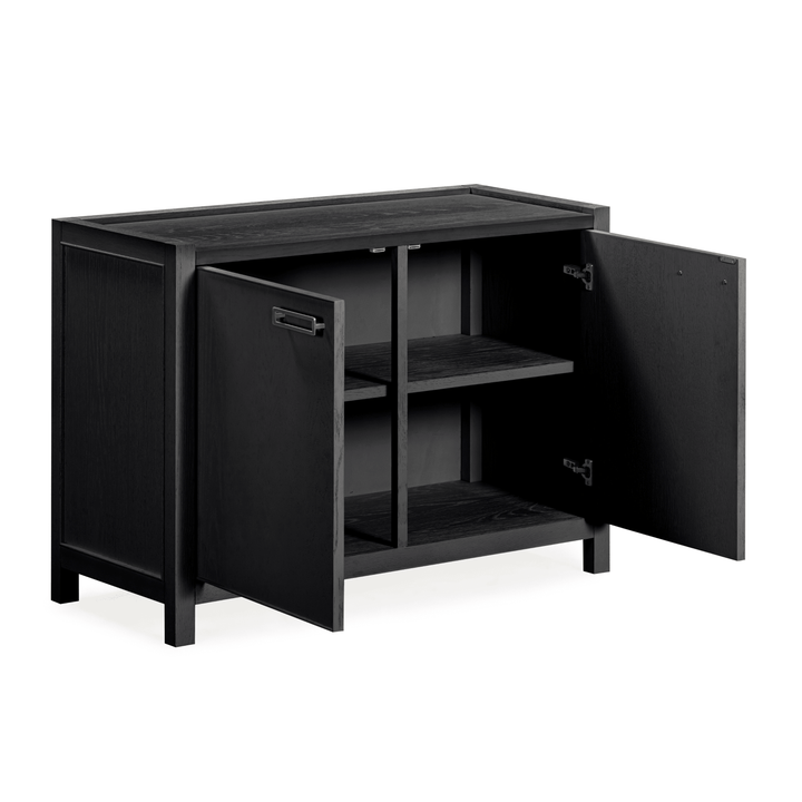 Soho Black Oak Veneer 2 Door Sideboard Furniture 