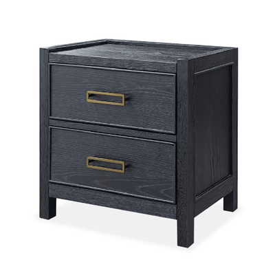 Soho Black Oak Veneer 2 Drawer Bedside Table Furniture 