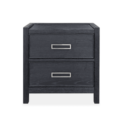 Soho Black Oak Veneer 2 Drawer Bedside Table Furniture 