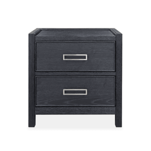 Soho Black Oak Veneer 2 Drawer Bedside Table Furniture 