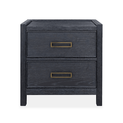 Soho Black Oak Veneer 2 Drawer Bedside Table Furniture 
