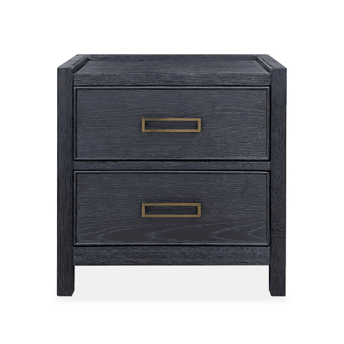 Soho Black Oak Veneer 2 Drawer Bedside Table Furniture 