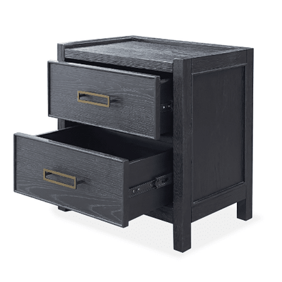Soho Black Oak Veneer 2 Drawer Bedside Table Furniture 