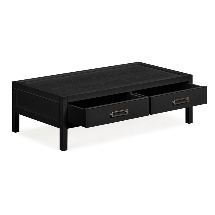 Soho Black Oak Veneer 2 Drawer Coffee Table Furniture 
