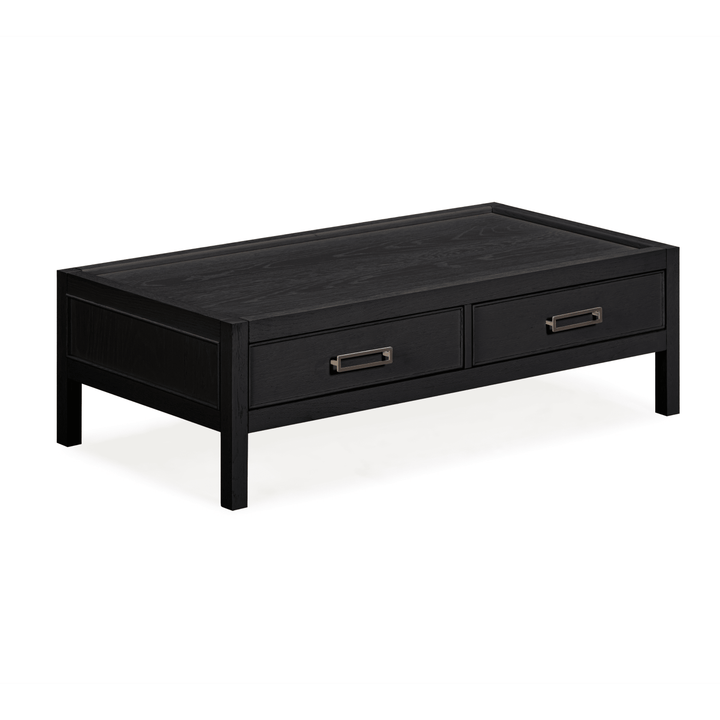 Soho Black Oak Veneer 2 Drawer Coffee Table Furniture 