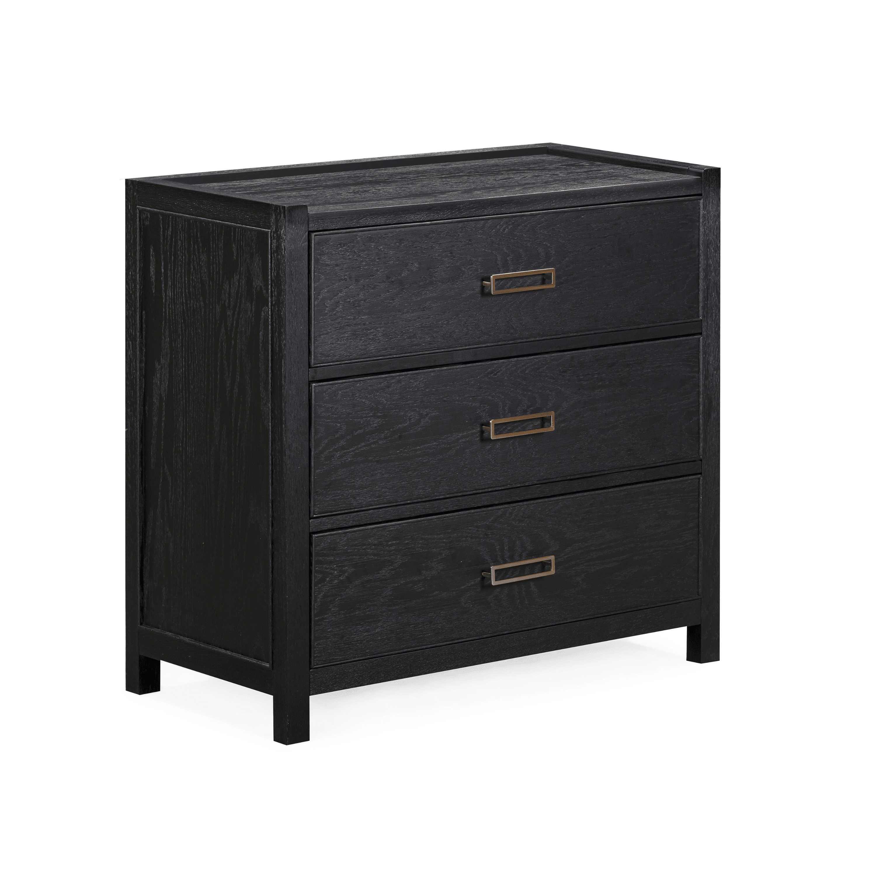 Soho Black Oak Veneer 3 Drawer Chest Furniture 