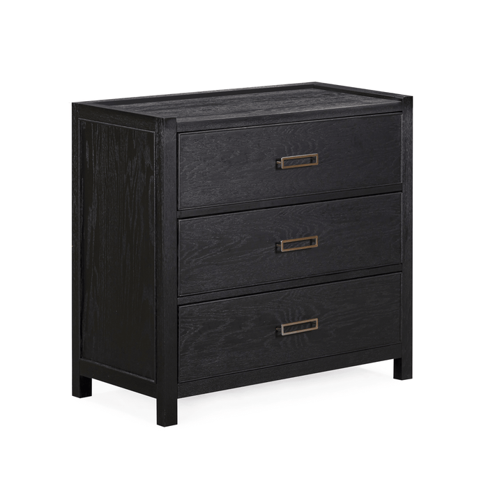 Soho Black Oak Veneer 3 Drawer Chest Furniture 