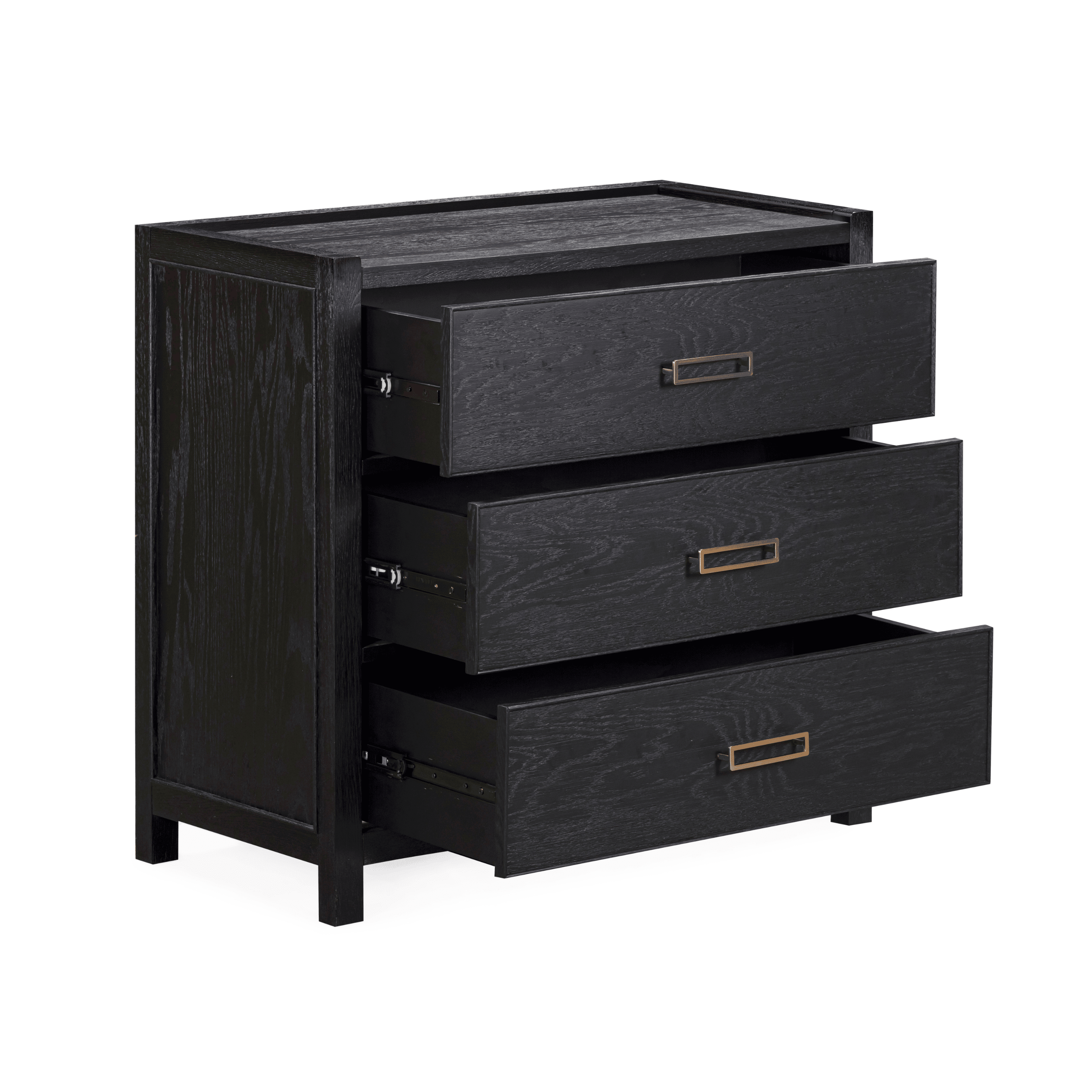 Soho Black Oak Veneer 3 Drawer Chest Furniture 