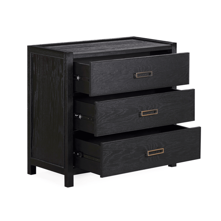 Soho Black Oak Veneer 3 Drawer Chest Furniture 