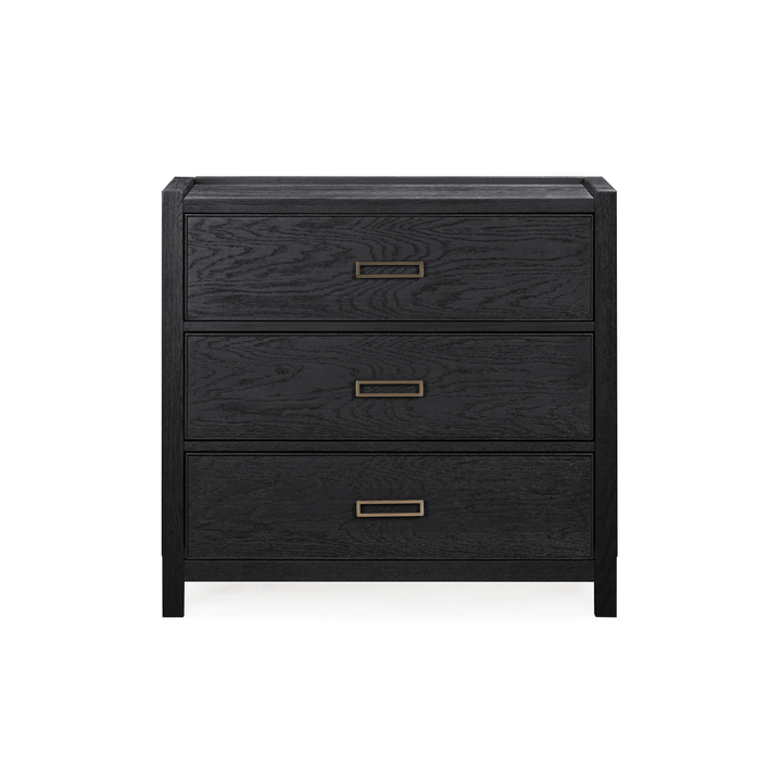 Soho Black Oak Veneer 3 Drawer Chest Furniture 