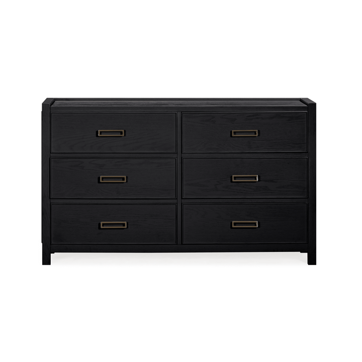 Soho Black Oak Veneer 6 Drawer Chest Furniture 