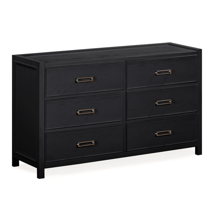 Soho Black Oak Veneer 6 Drawer Chest Furniture 