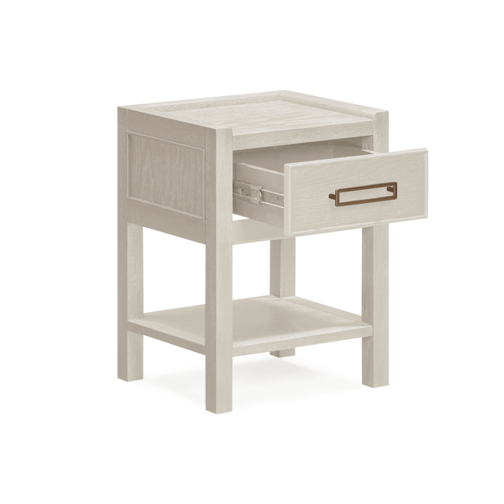 Soho White Oak Veneer 1 Drawer Bedside Table Furniture 