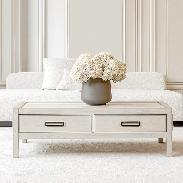 Soho White Oak Veneer 2 Drawer Coffee Table Furniture 