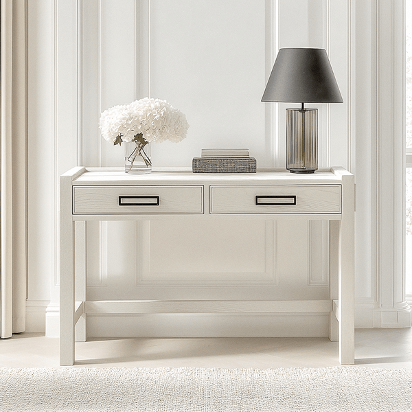 Soho White Oak Veneer 2 Drawer Dressing Table Furniture 