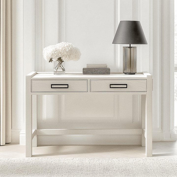 Soho White Oak Veneer 2 Drawer Dressing Table Furniture 