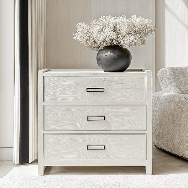 Soho White Oak Veneer 3 Drawer Chest Furniture 