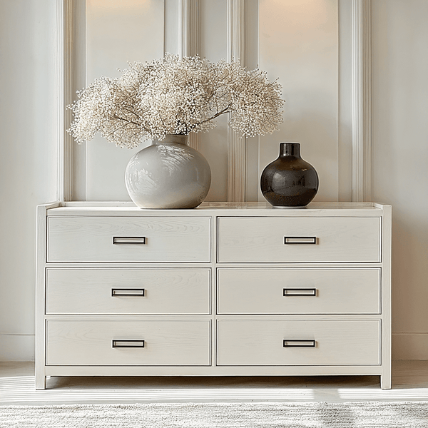 Soho White Oak Veneer 6 Drawer Chest Furniture 