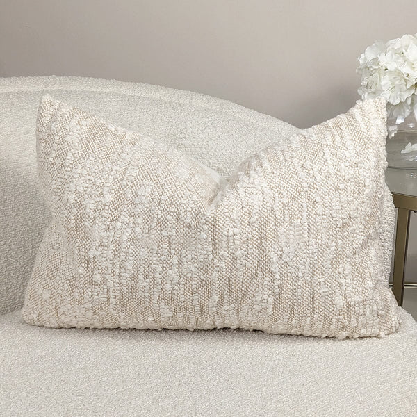 Solace Natural Woven Textured Bolster Cushion - 60x40cm Textiles 