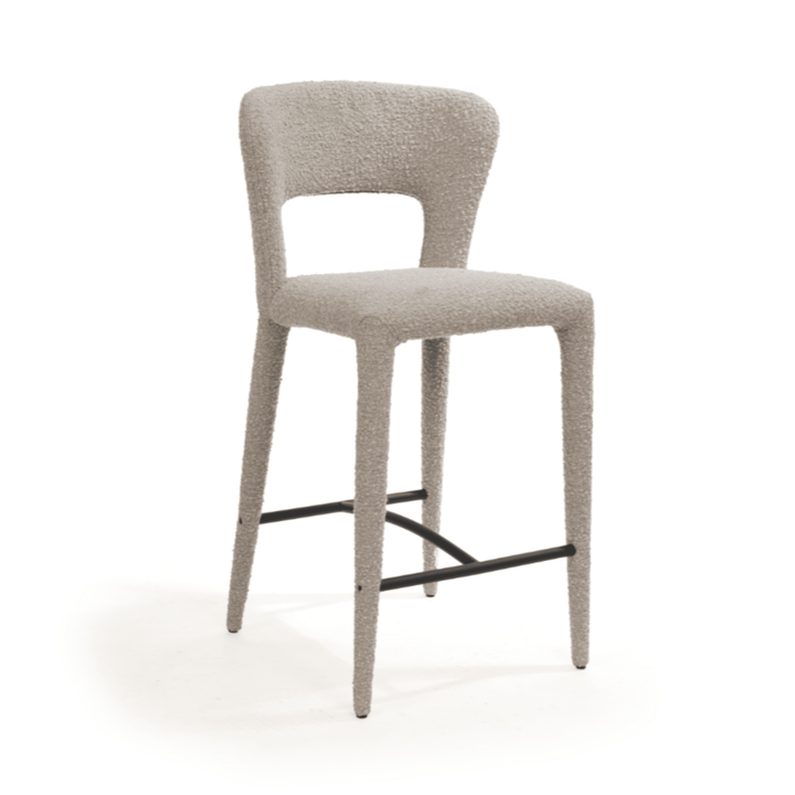 Solara Ivory Boucle Upholstered Bar Stool Furniture 