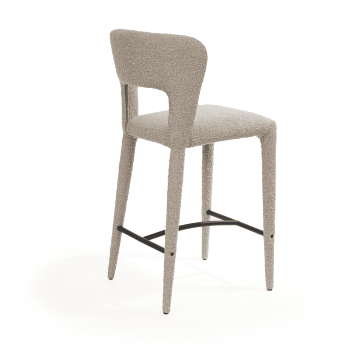 Solara Ivory Boucle Upholstered Bar Stool Furniture 