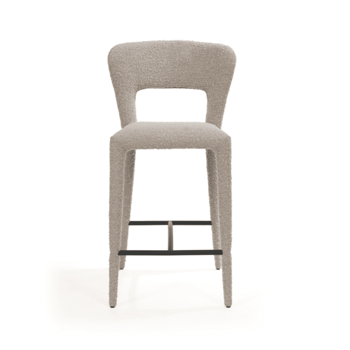 Solara Ivory Boucle Upholstered Bar Stool Furniture 