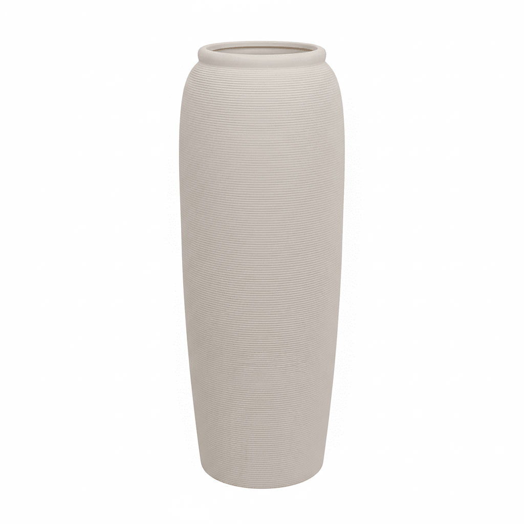 Solis Large Floor Standing Stone Ceramic Neutral Vase Accessories 