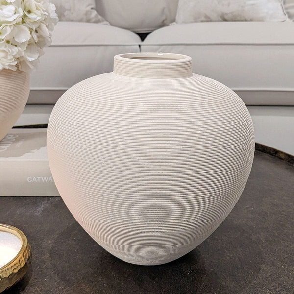 Solis Large Rounded Stone Ceramic Neutral Vase Accessories 