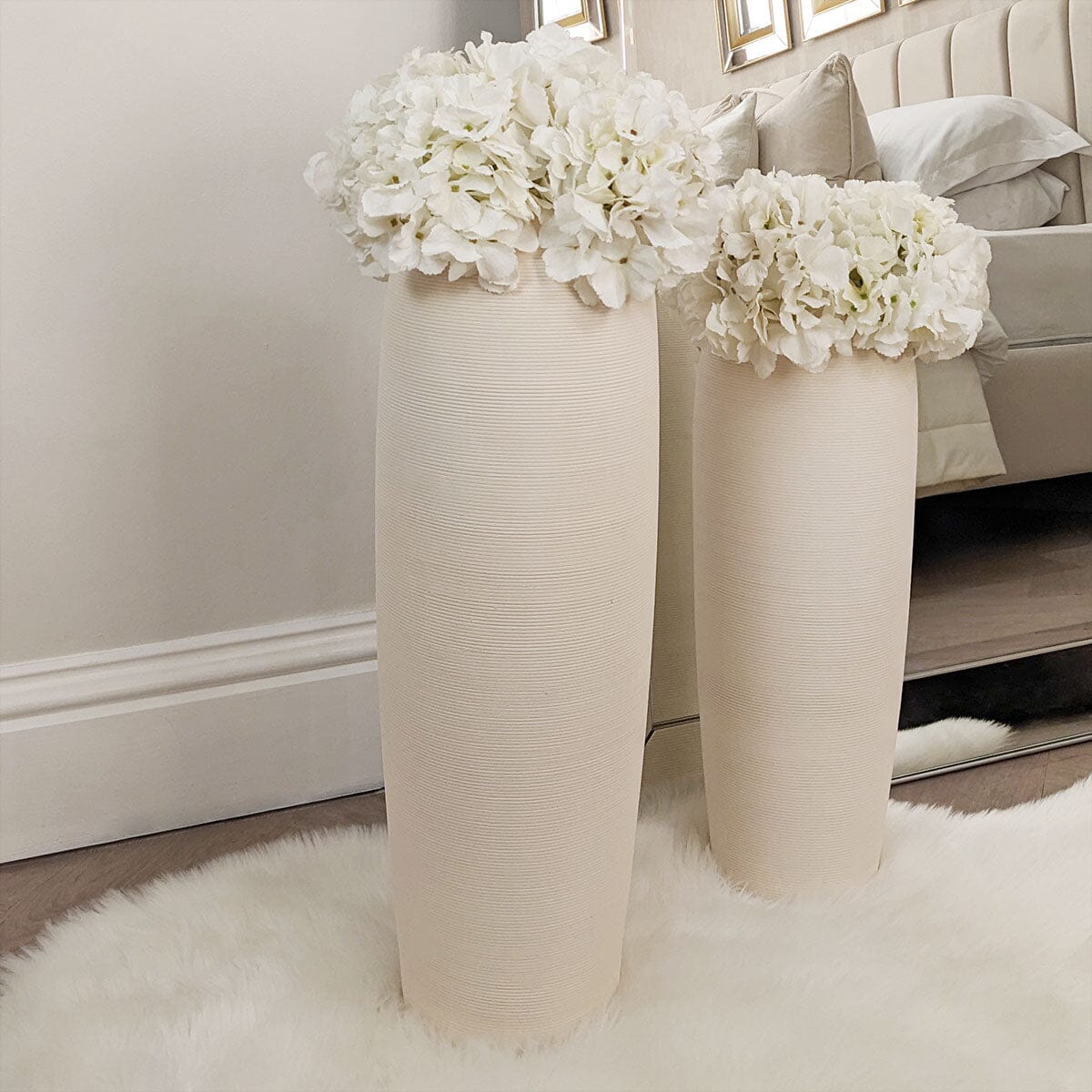 Solis XL Floor Standing Stone Ceramic Neutral Vase Rowen Homes