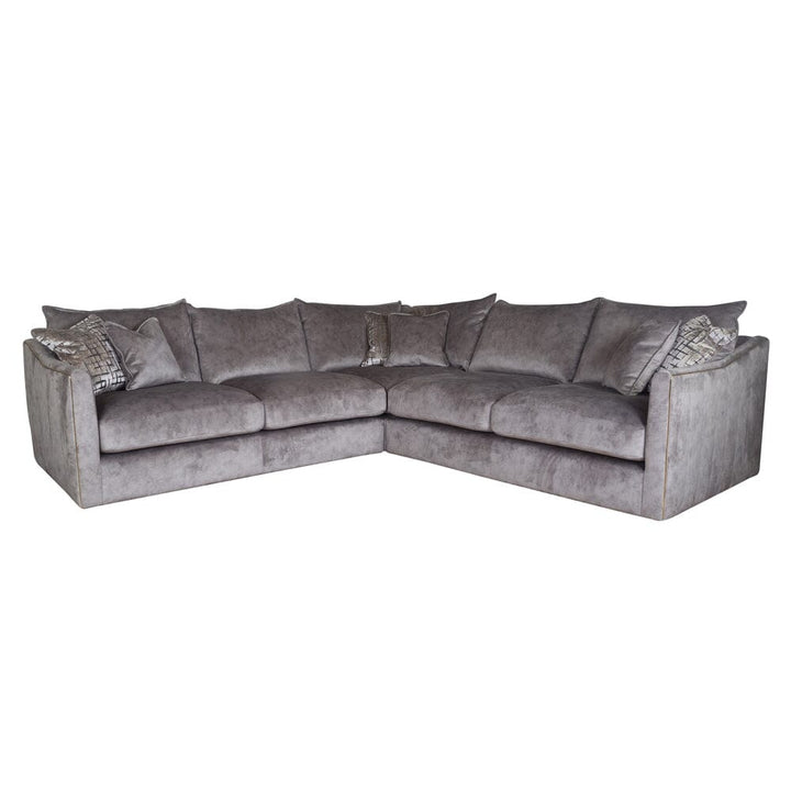 Sophia Pewter Velvet Sofa Range with Gold Piping MTO Sofa 