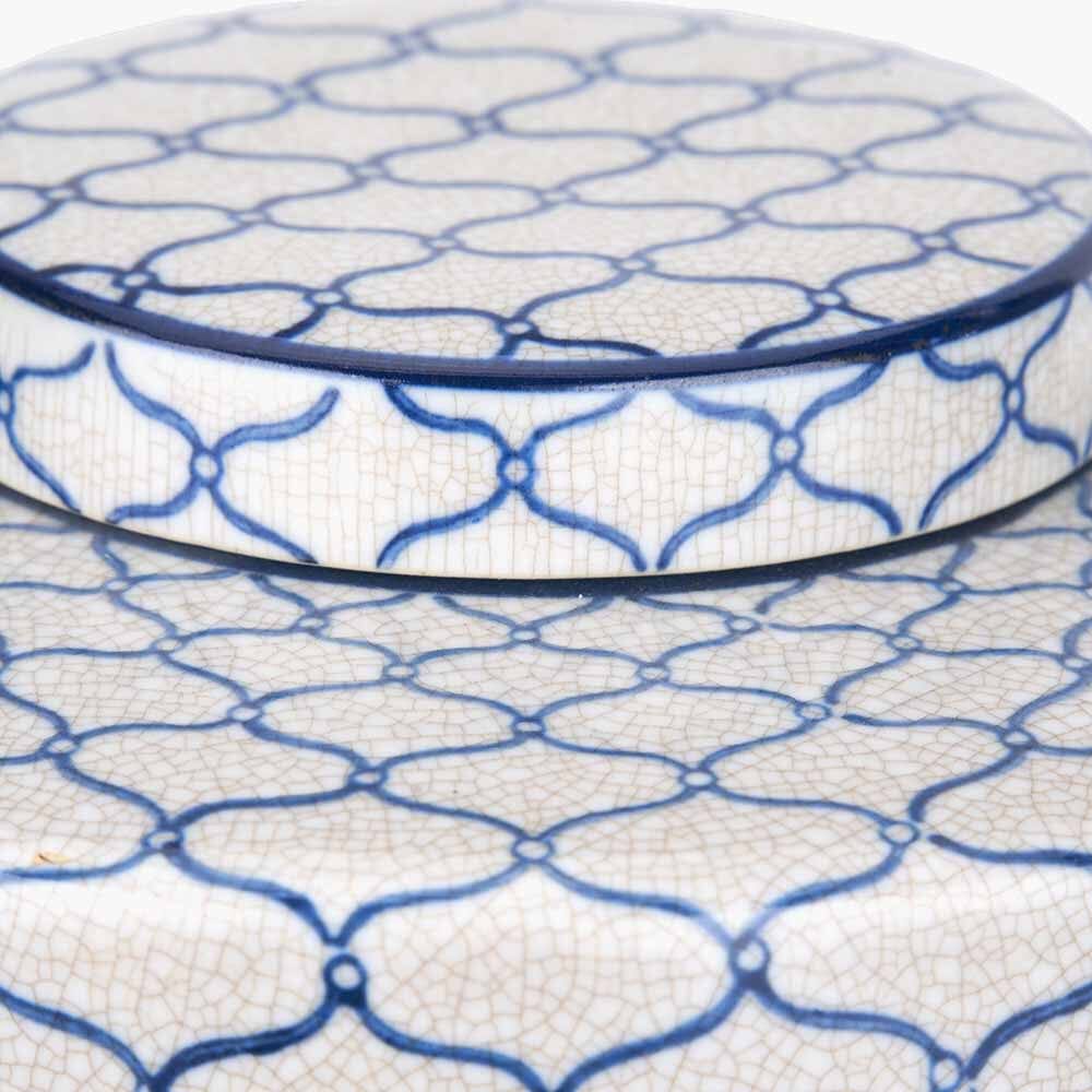 Soren Grey & Blue Ceramic Patterned Ginger Jar Accessories 