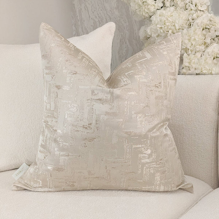 Sorrel Cream & Gold Metallic Abstract Patterned Cushion - 50x50cm Textiles 