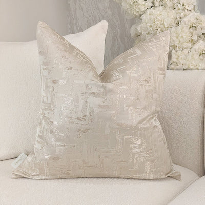 Sorrel Cream & Gold Metallic Abstract Patterned Cushion Cover - 50x50cm Textiles 