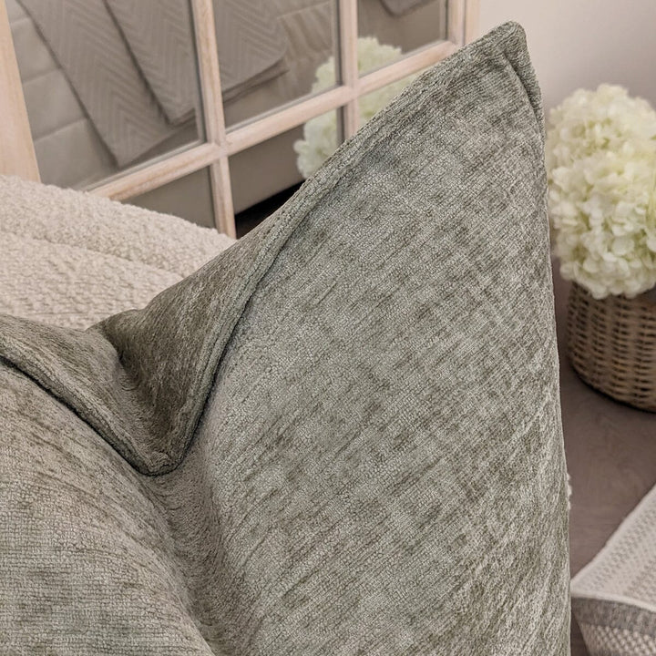 Souffle Sage Green Woven Cushion with Oxford Border - 50x50cm Textiles 