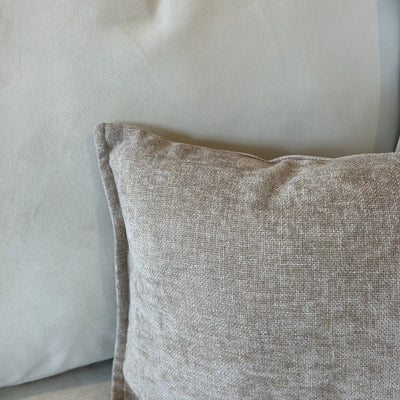 Souffle Taupe Woven Cushion Cover with Oxford Border - 30x50cm