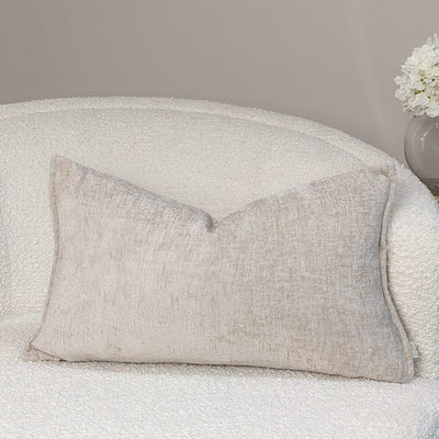 Soufle Cream Woven Cushion Cover with Oxford Border - 30x50cm Textiles 