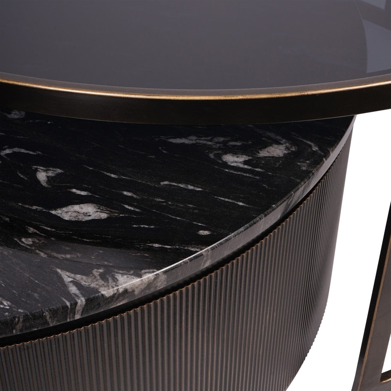 Sovana Deep Bronze Nesting Coffee Tables with Marble and Glass Top Furniture 