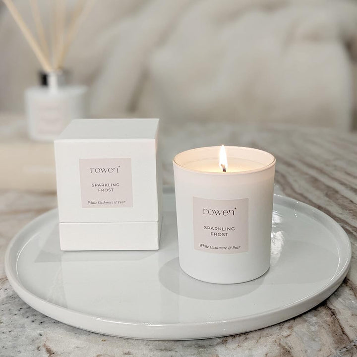 Sparkling Frost White Scented Candle - White Cashmere & Pear Fragrance 