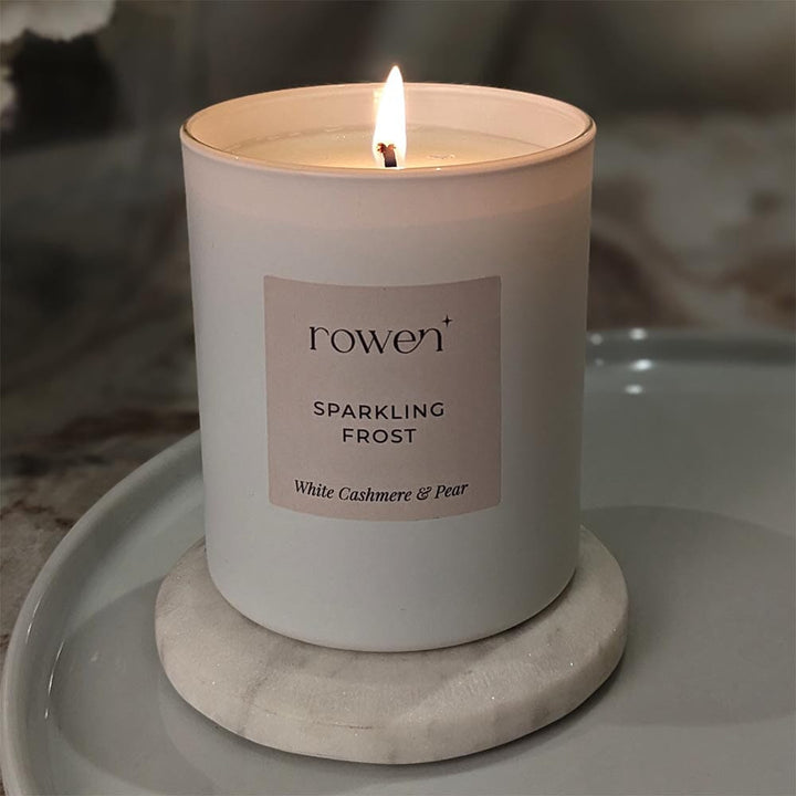 Sparkling Frost White Scented Candle - White Cashmere & Pear Fragrance 