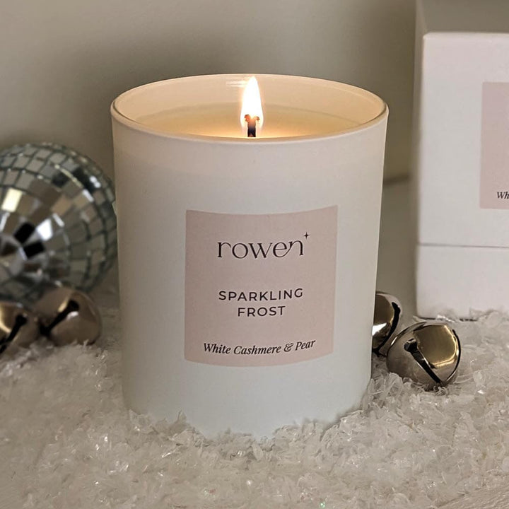 Sparkling Frost White Scented Candle - White Cashmere & Pear Fragrance 